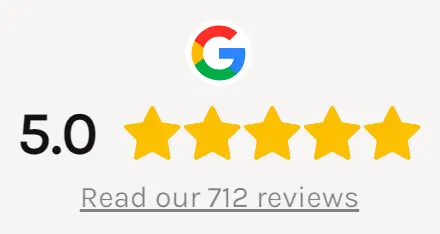 5.0-star rating from 712 reviews on Google, highlighting outstanding service quality and customer experience with our taxi service on Abu Road, Mount Abu.