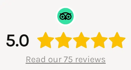 Graphic showing a perfect 5.0-star rating from 75 reviews on a customer feedback platform, signifying excellent customer satisfaction for our taxi services in Abu Road, Mount Abu.