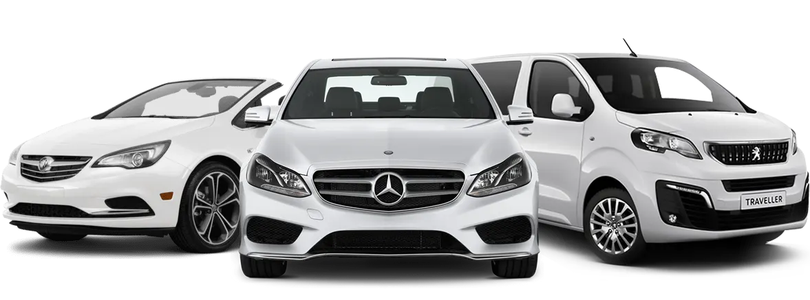 A fleet of luxury and standard vehicles available for the Abu Road to Mount Abu taxi service, featuring a sleek white sedan, a premium hatchback, and a spacious SUV.